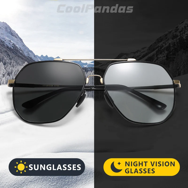 

CoolPandas 2020 Photochromic Polarized Sunglasses Men Memory metal Hexagon Retro Sun glasses Driving Eyewear UV400 Gafas De Sol