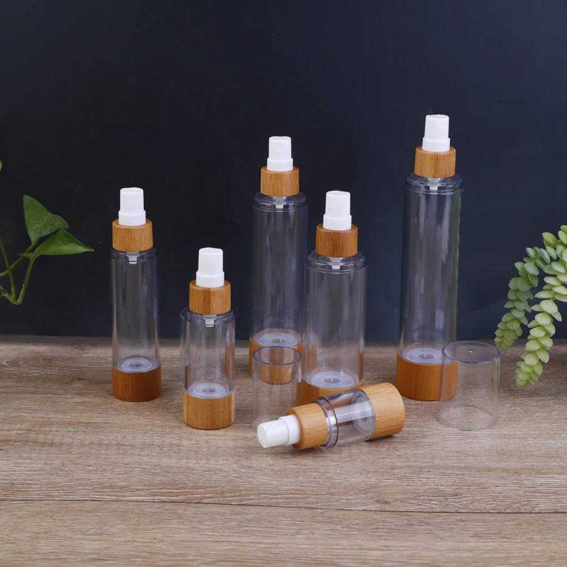 20/30/50/80/100/120ML Empty Bamboo Glass Emulsion Spray Bottle Skincare Cream Cosmetic Packaging Container