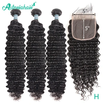 

Asteria Hair Deep Wave Bundles With 5*5 Lace Closure Brazilian Hair Weave Bundles With Closure Remy Hair Extensions
