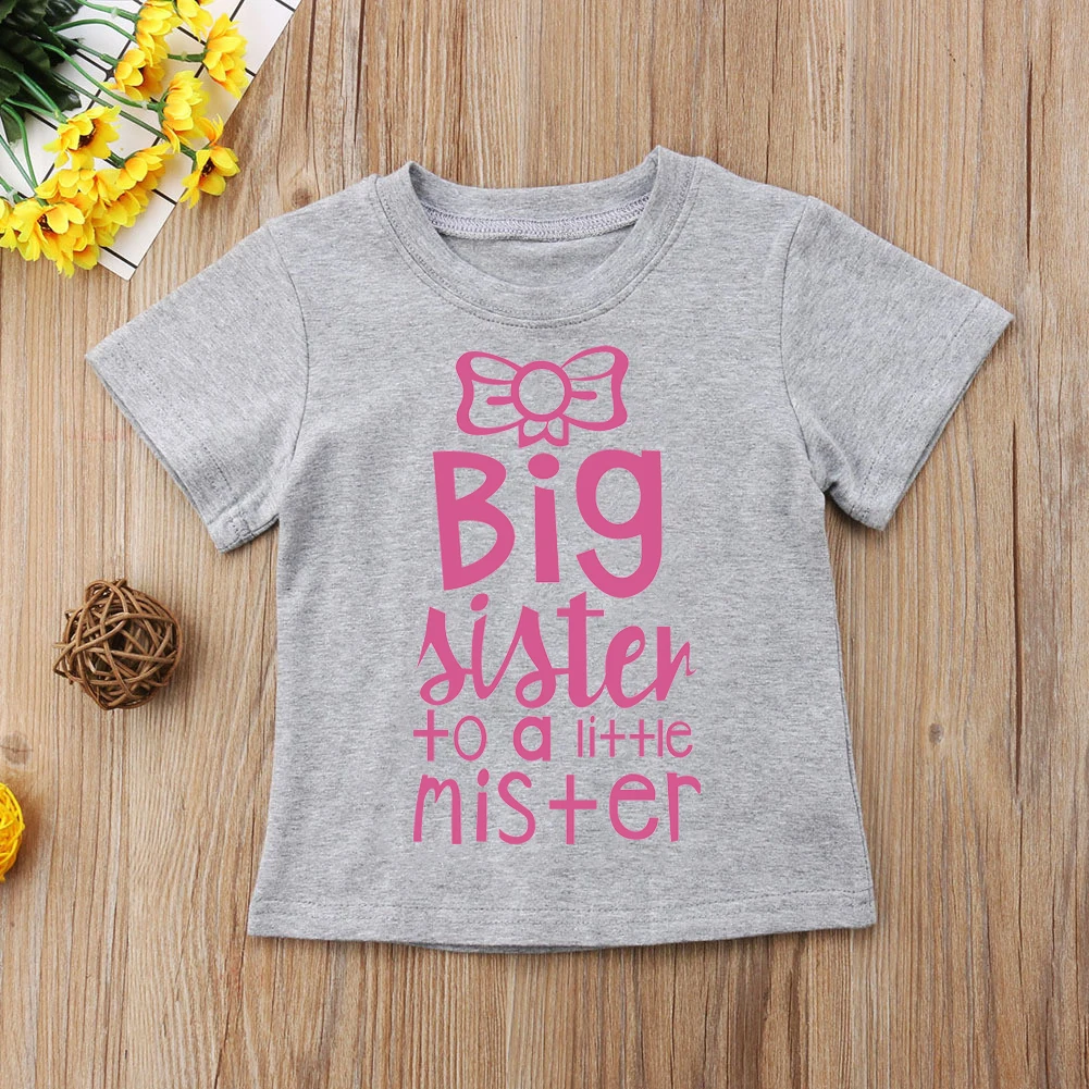 Рубашка «Big Sister» и боди «Little Brother»; одинаковые футболки для всей семьи; футболки «Big Sister Lil Mister Girl»; комбинезон для новорожденных; одежда