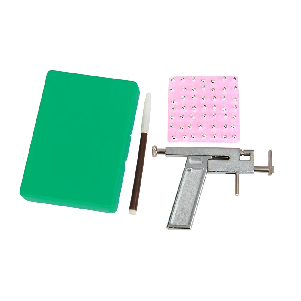 1-Set-Professional-Stainless-Steel-Ear-Nose-Navel-Body-Piercing-Gun-With-49-pairs-Earring-Studs