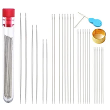 LMDZ 26Pcs Big Eye Curved Open Stainless Steel Beading Needles for Beads Pearls Threading String Cord Jewelry Making Tools Pins