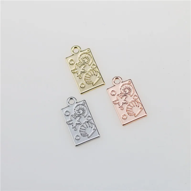 

20pcs 10*18mm Earring Starfish and Shell Zinc Alloy Rectangle Coin Sea Charm Necklace,Bracelet Jewelry DIY Handmade 3 colors