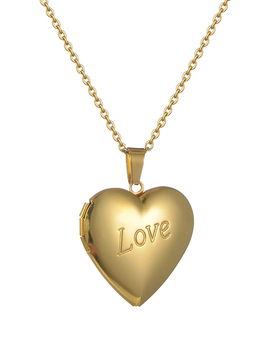 Dropshipping Edelstahl Liebe Herz Medaillon Halskette, die Bilder hält Medaillons Halsketten Anhänger Geburtstag Weihnachtsgeschenke – Detail 4