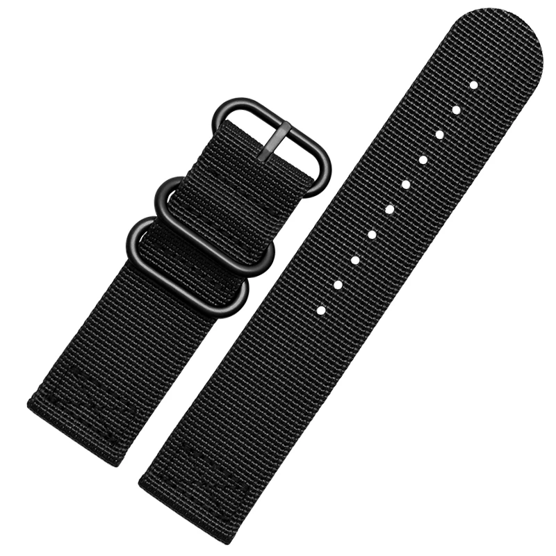 Durable Canvas Nylon Outdoor Sports Watch Strap in Black, Blue, and Army Green