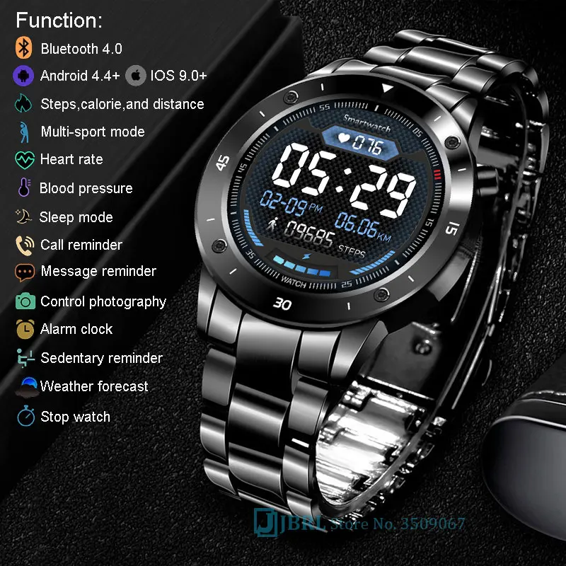 US $27.99 Stainless Steel Smart Watch Men Smartwatch Electronics Smart Clock For Android IOS Fitness Tracker Sport Bluetooth Smartwatch