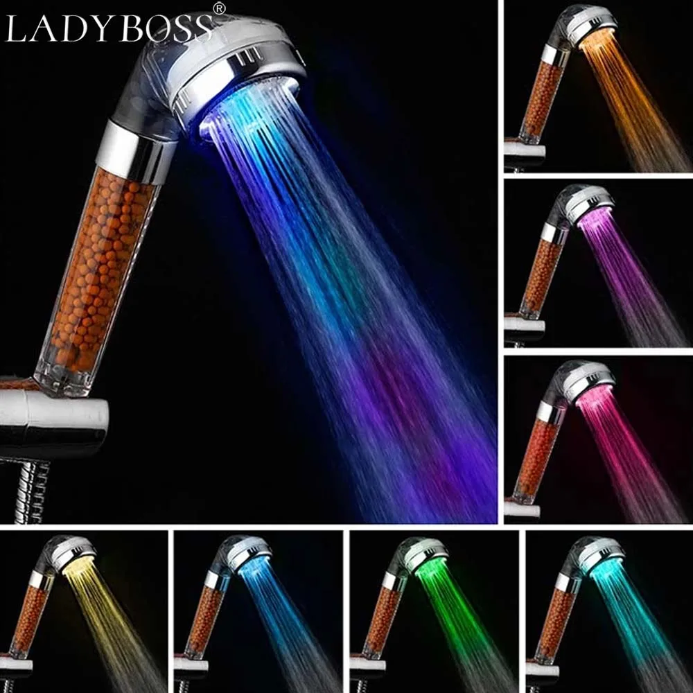 LADYBOSS аксессуары для ванной и душа Лейка светодиодная душевая лейка меняющая цвет