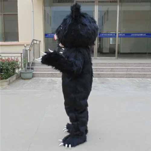 Long Fur Black Bear Mascot Costume Fursuit Suits Cosplay Party Game Dress Outfits Clothing Carnival Halloween Xmas Easter Adults