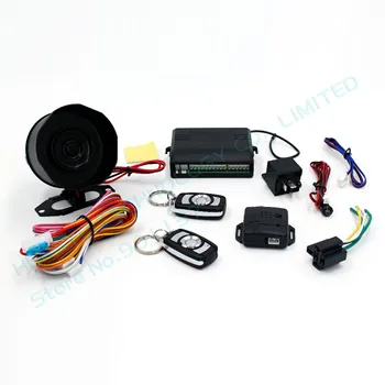 

12V one way auto car alarm systems & central locking security key with 4 button remote control siren sensor CA-1 wtih siren