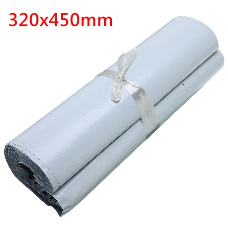320x450mm white 100 шт./лот, пластиковый конверт, самоклеющиеся курьерские Сумки для хранения, белые, черные, серые пластиковые полиэтиленовые конверты, почтовые пакеты для доставки - Цвет: 320x450mm white