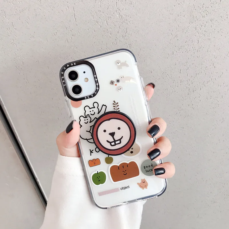 Чехол-подставка с изображением милого льва Для iPhone 11 Pro Max, прозрачный мягкий силиконовый чехол для iPhone X, XR, XS, MAX, 7, 8 Plus, чехол