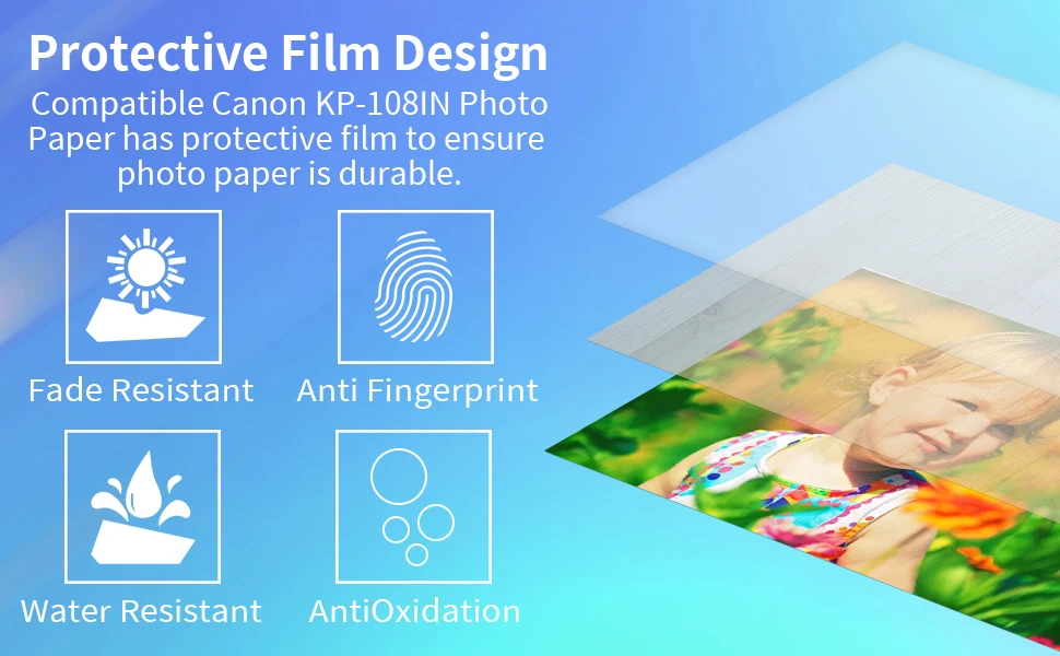 Description Picture 5 of itemInk Cartridge and Photo Paper Compatible for Photo Printer Iconic Brand Selphy CP1300 CP1200 KP-108IN 36IN 4"x6" Laminated Glossy Paper