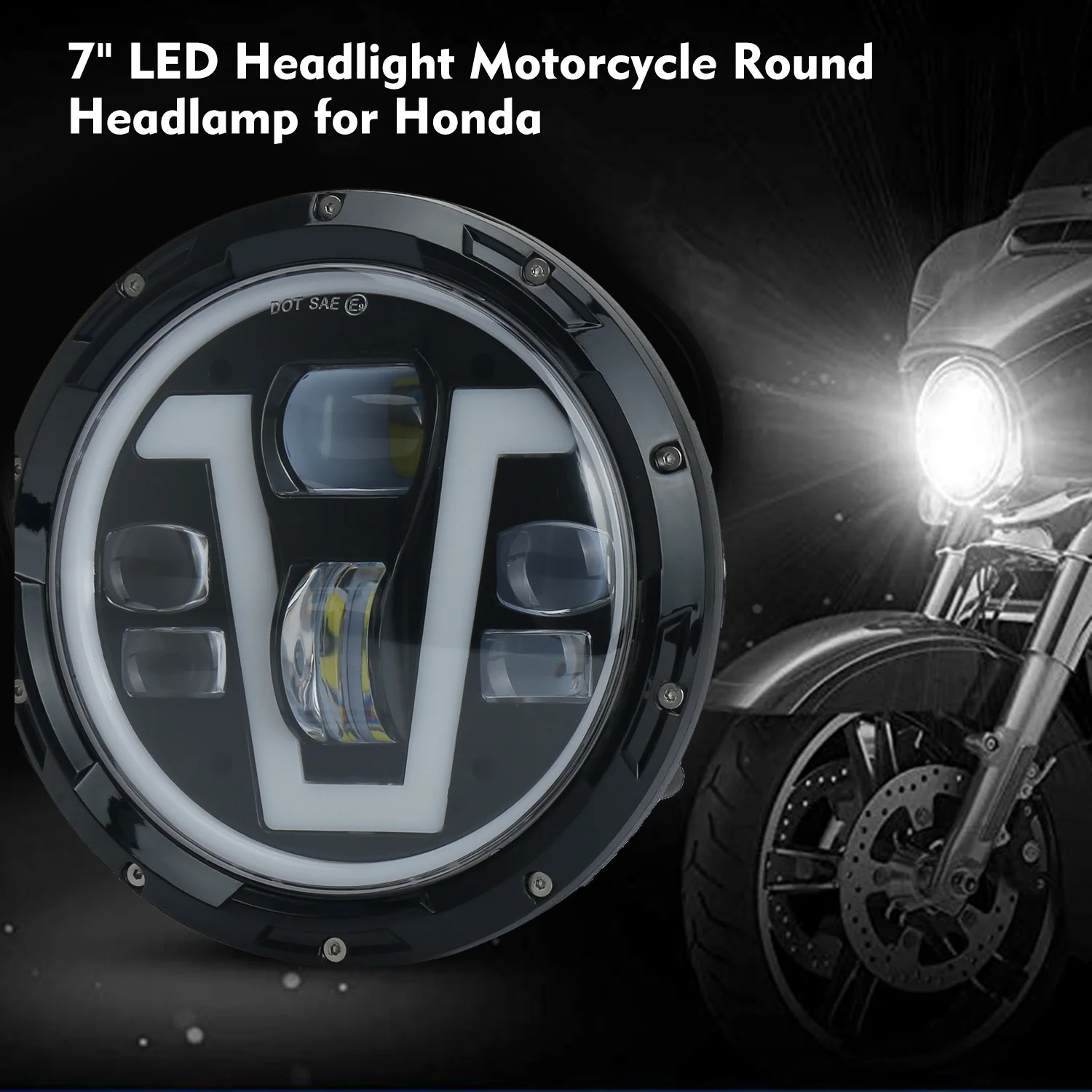 

7" Headlight For Motorcycle LED Headlight Round Headlamp Turn Signal Indicator LED Light Bulb Fit for Honda Driving Lamp 50W