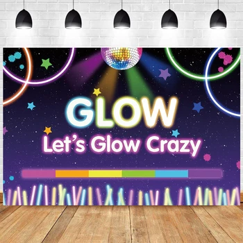 

Let's Glow Crazy Photo Backdrop Disco Party Customized Dance Photography Background Booth Studio Prop Decoration Banner