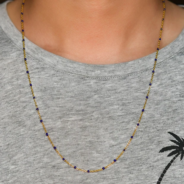 Width 2MM Chain Stainless Steel Gold Steel Choker Chain Enamel Satellite Beaded Cable Ball Necklace Women Man Jewelry Gift