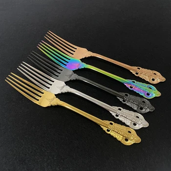 

4Pcs Gold Dinnerware Fork Set 18/10 Stainless Steel Cutlery Set Dinner Set Dinner Spoon Tableware Home Kitchen Silverware Set