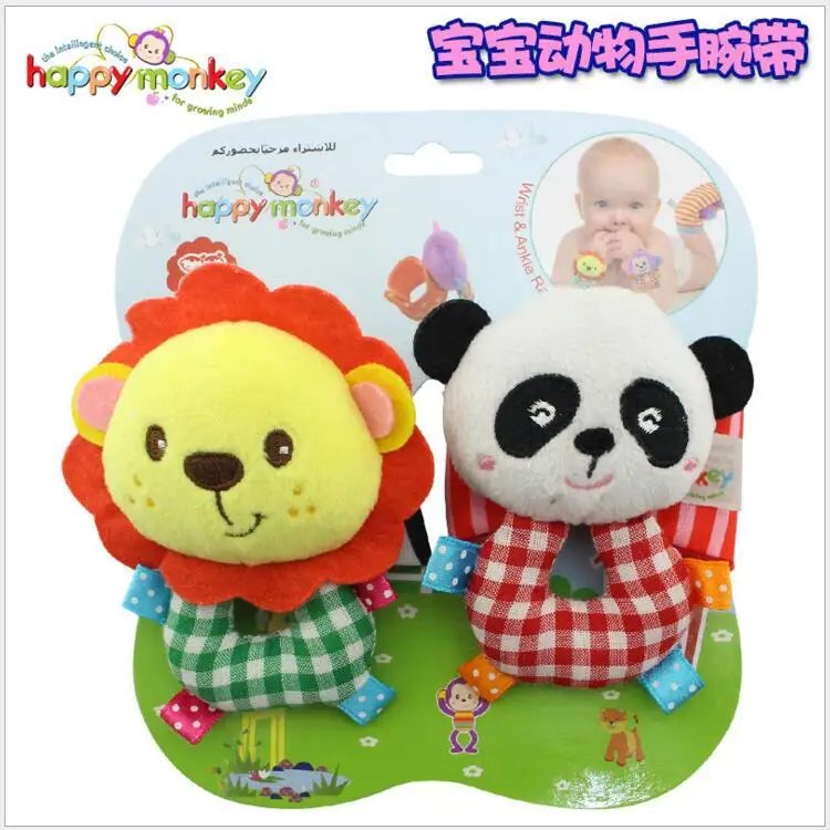 Мультяшные Игрушки для малышей 0-3 лет, мягкие детские погремушки-животные, детские плюшевые носки для новорожденных, детские носки с ремешком на запястье - Цвет: color 1