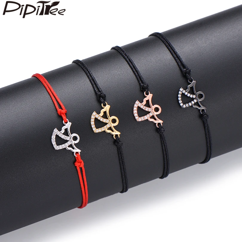

Pipitree Lovely CZ Zircon Angel Charm Bracelet Handmade Lukcy Red String Braiding Bracelets for Women Kids Jewelry Birthday Gift