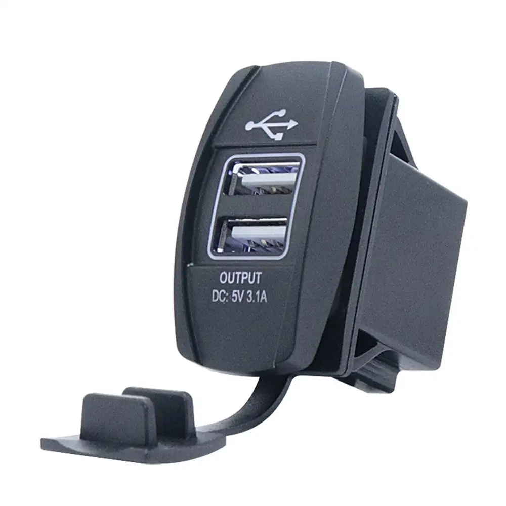 Автомобильный Универсальный 5V 3.1A двойной USB адаптер питания розетка зарядное устройство со светодиодный светильник для мобильного телефона планшета навигатора - Название цвета: White