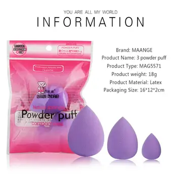 

Professional 3pc Cosmetic Puff Different sizes Water drop-shaped Sponge Powder Foundation Makeup Sponge Set Dropshipping