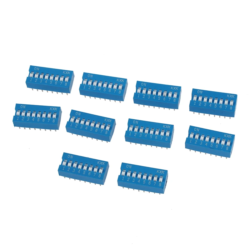 10 Pcs 2.54mm Pitch 8 Positions 16 Pin Blue DIP Switch 8P | Обустройство дома