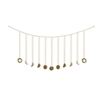 

1 Set Boho Gold Shining Moon Phase Retro Style Moon Hang Art Room Decor for Wedding Wall Hanging Ornaments Home Wall Decoration