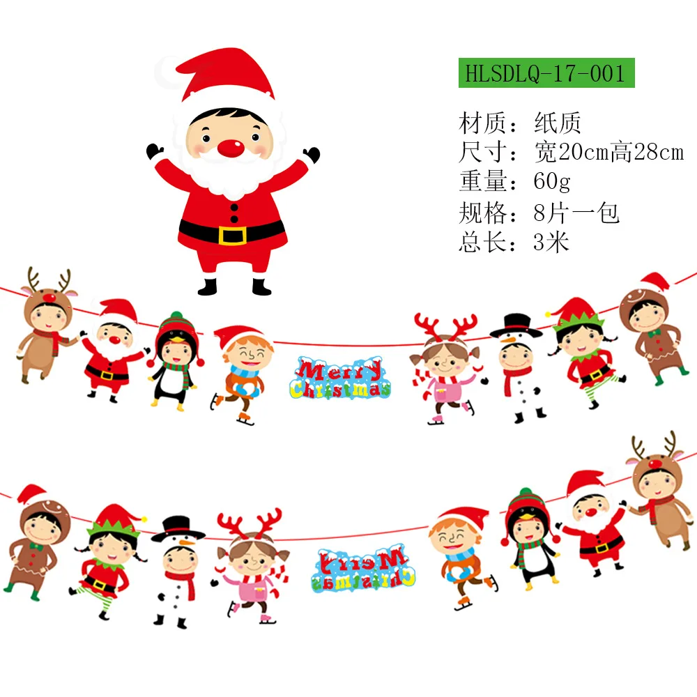 New Style Christmas Showcase Hotel Scene Decoration Flags Christmas Paper Hanging Flag