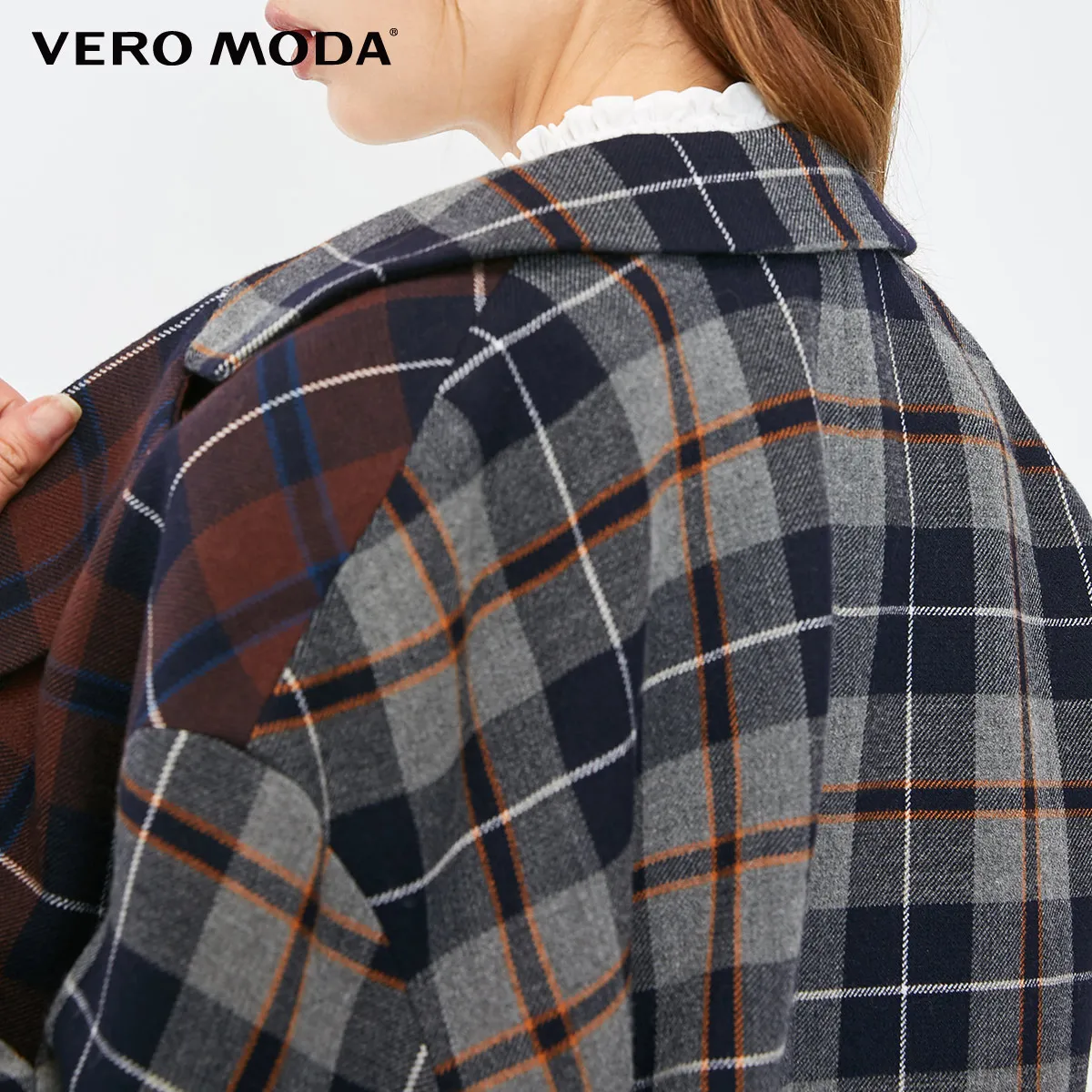 Vero Moda осенне зимний цветной блейзер в клетку с отложным воротником |