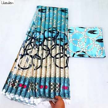 

Organza Satin silk fabric african wax prints 4+2yards african fabric wholesale nigerian ankara prints for clothes M27-15