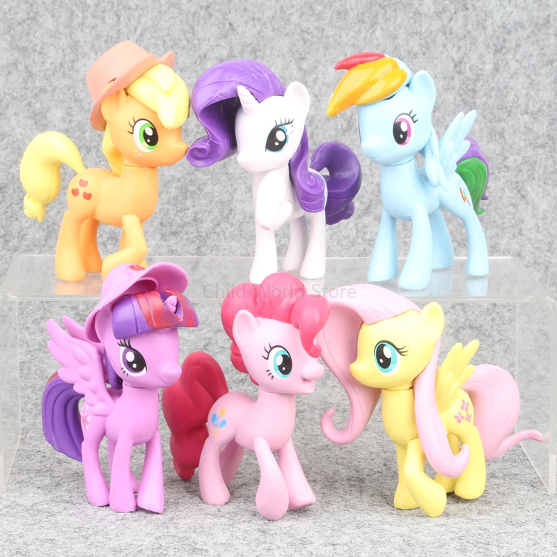 6 шт. игрушки My Little Pony Набор Радужная тире Рарити 9 см ПВХ фигурка Коллекционная
