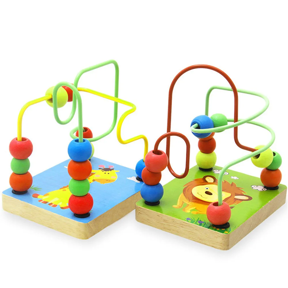 

Educational Baby Early Learning Toy Children Kids Baby Colorful Wooden Puzzle Mini Around Beads Educational Mathematics Toy