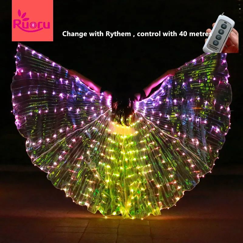 Belly Dance Costume Show LED Light Isis Wings Sticks Split opening LED Wings 