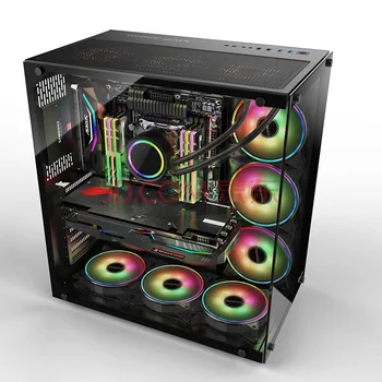 

Huntkey Gaming Computer Case Desktop DIY Full Side Through Gaming Water-Cooled ATX With 550W Power Supply/Cooling Fans