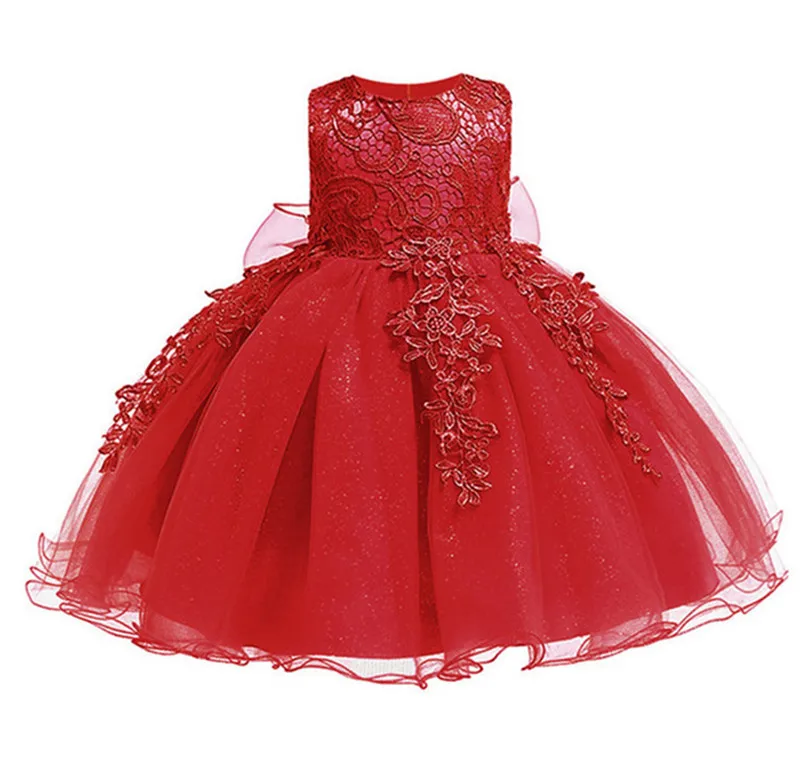 Платье для маленьких девочек; с бантом; Пышное кружевное платье; праздничное платье; Пышное Платье с бантом и лентой для волос