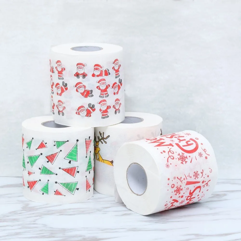 Home Santa Claus Bath Toilet Roll Paper Christmas Supplies Xmas Decor Tissue Roll Hotel Shop Restaurant Navidad Decoration Q3