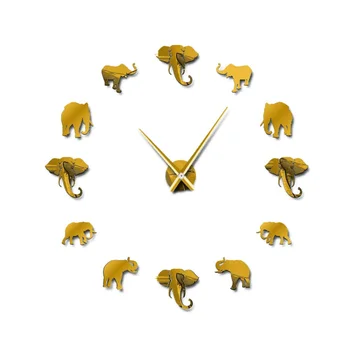

Modern Design Wall Clock Acrylic Mirror Elephant Wall Wall Clock 3D DIY Simple Decorative Wall Sticker Home Decoration new*