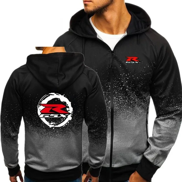 

Men Hoodies Zipper Gradient Sweatshirt Motorsport for Suzuki Gsxr Gsx R Print Streetwear Autumn Mens Fitness hooded Outwearww