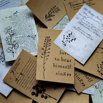 

100 sheets English Library Series Writable Vintage Kraft paper Label Planner Sticky Notes Retro Stationery Office Supplies