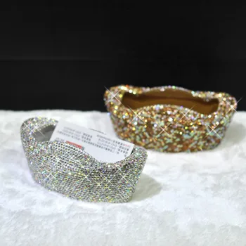 

New Crystal Diamond Business Card Holder Creative Fashion Office Decoration Stick Drill Good Luck Wealth Ingot Card Case