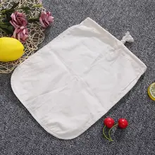 Многоразовый хлопковый мешочек орехового молока на шнурке, сетчатый фильтр для еды, фильтр для соевого молока, чая, холодного заваривания, кофе, фруктового сока, супа