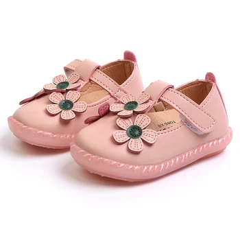 

Newborn Baby Girls Toddler Shoes 2020 New Spring Autumn PU Leather Flower First Walkers Pink White Soft Sole Non-slip Crib Shoes