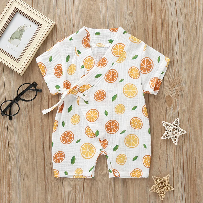 Baby Bodysuits Fur 0-18M Summer Baby Girl Boys Clothing  Rompers Jumpsuit Short-sleeved Floral Print  Cute Soft Newborn Infant Baby Kimono Playwear Baby Bodysuits for girl 