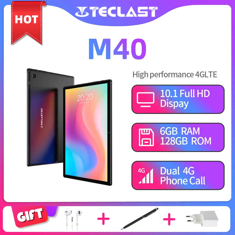 Teclast m40 10.1 tablet tablet tablet unisoc t618 octa núcleo 1920x1200 4g rede 6gb ram 128gb rom android 10 duplo wifi tipo c comprimidos pc