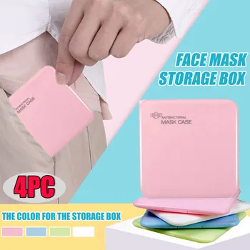 

4pcs Portable Face Mask Storage Bag Pollution Prevention Not Including Face Mask Boxes Green/pink/white/blue Fast Shipping