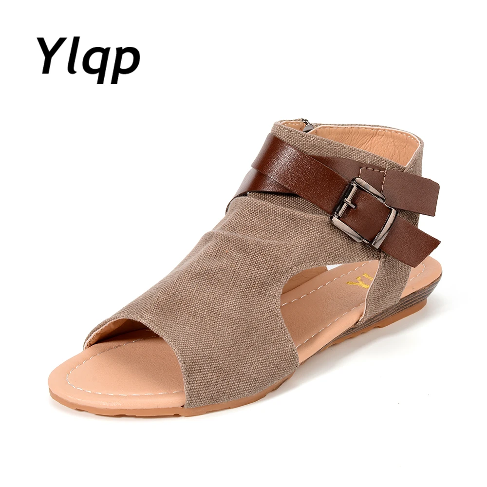 canvas peep toe sandals