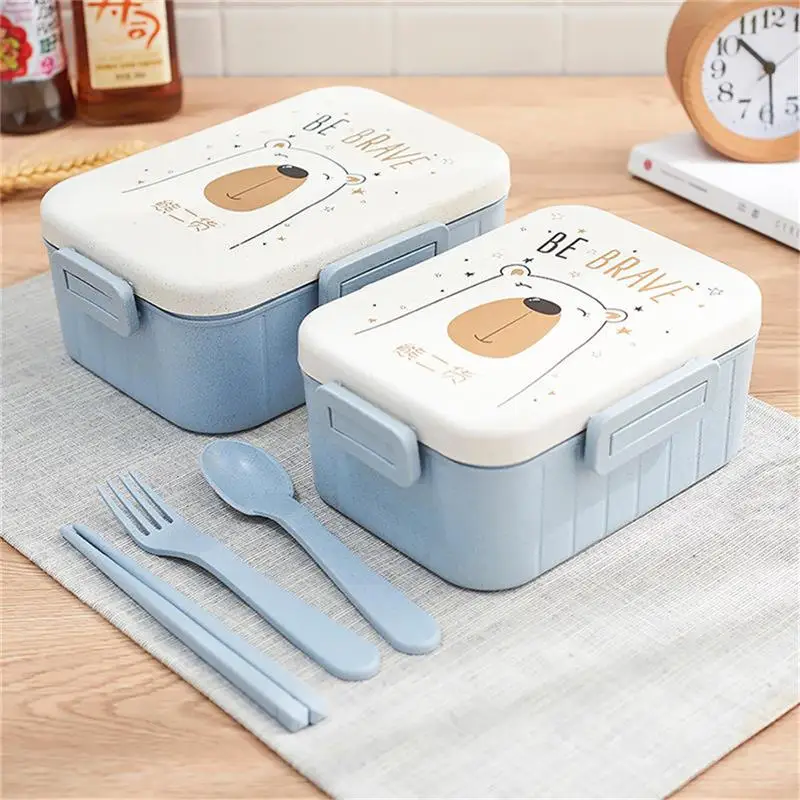 

Wheat Straw Children Lunchbox Reusable Food Container Case Cartoon Japanese Bento Box Child Lunch Box For Kids Microwavable