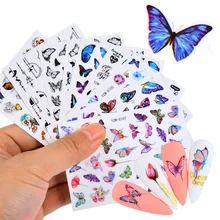 

10PCS New Black and White Flowers Butterfly Abstract Graphic Nail Art Sticker Eyes Stars Love Human Face Nail Slider