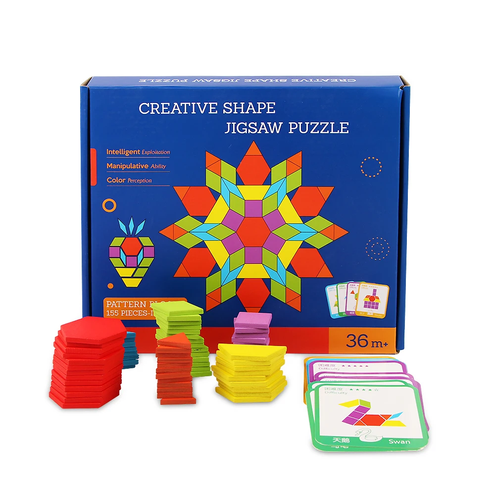 155 PCS Creative Puzzle Kids Wooden Toys For Children Jigsaw Puzzle Kids Early Learning Educational Toys Montessori