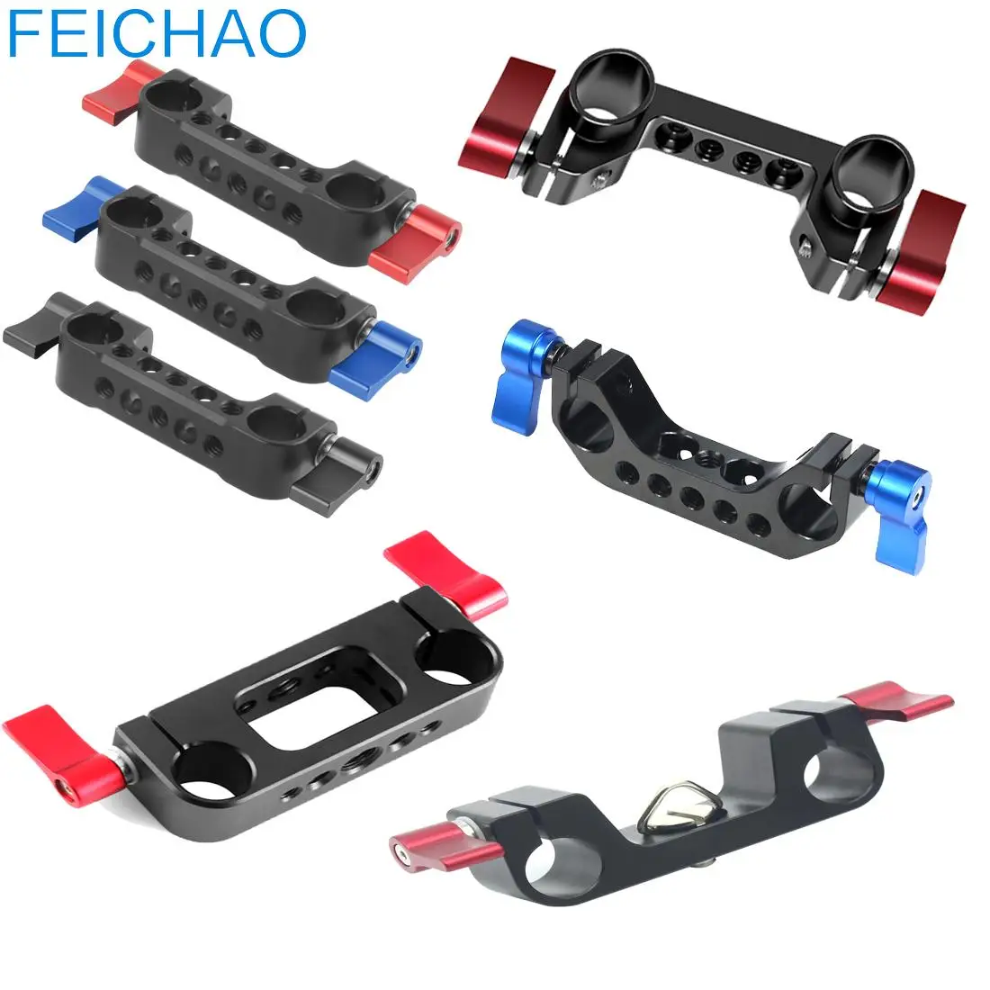 Camera Rig Rod Clamp Universal-15mm-Railblock-Rod-Clamp-Double-Hole-Pipe-Connector-Knob-for ...