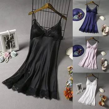 

Lace Perspective Nightgown Women Sleepwear Pyjamas Summer Negligee Babydoll Nightwear Sexy Lingerie Female Nightdress Clothes LW